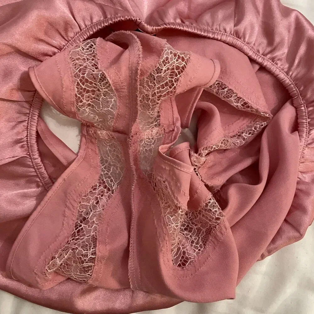 Victoria's Secret Satin Tap Shorts Light Pink Lace Trim Sleep Pajama Bottoms XS